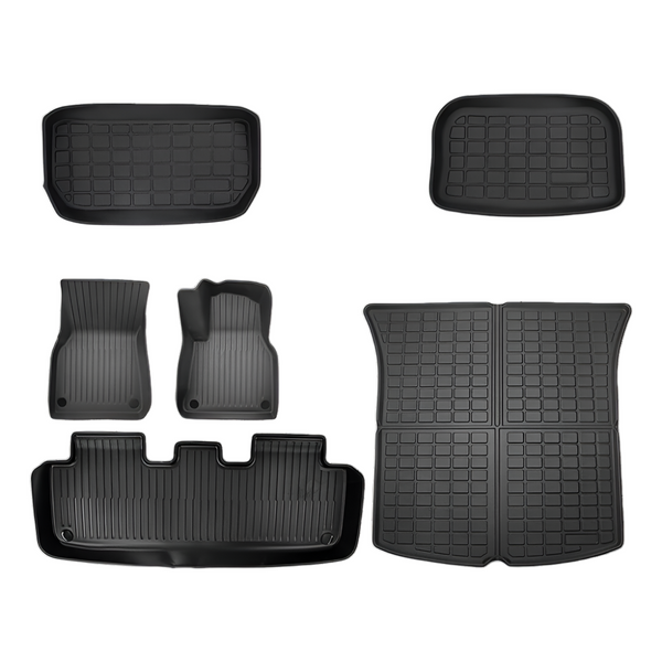 Randy & Travis Machinery 6 Piece Tesla Model Y Floor Mats For Front And Rear Trunk Passenger Driver Side Floor Mats Carpets