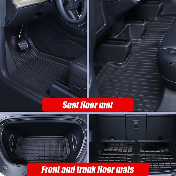Randy & Travis Machinery 6 Piece Tesla Model Y Floor Mats For Front And Rear Trunk Passenger Driver Side Floor Mats Carpets