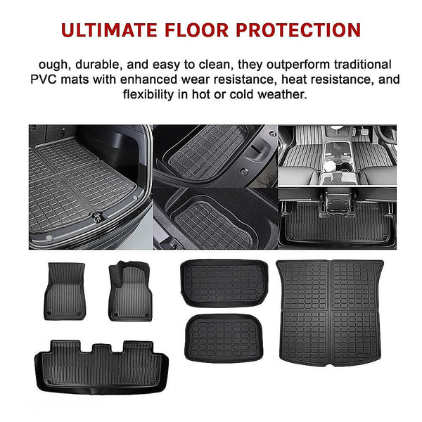 Randy & Travis Machinery 6 Piece Tesla Model Y Floor Mats For Front And Rear Trunk Passenger Driver Side Floor Mats Carpets