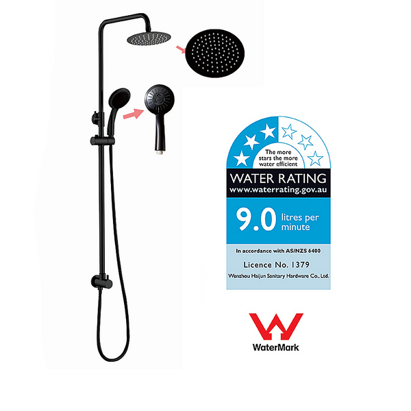 Della Francesca Wels 8" Rain Shower Head Set Rounded Dual Heads Faucet High Pressure Hand Held Shower Heads & Combos