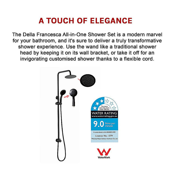 Della Francesca Wels 8" Rain Shower Head Set Rounded Dual Heads Faucet High Pressure Hand Held Shower Heads & Combos