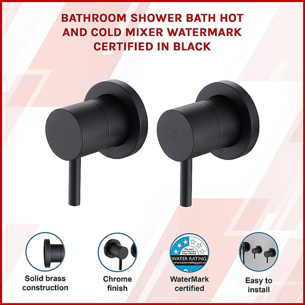 Della Francesca Bathroom Shower Hot And Cold Mixer In Black Shower Taps & Thermostats