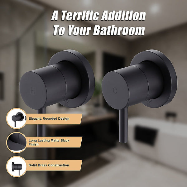 Della Francesca Bathroom Shower Hot And Cold Mixer In Black Shower Taps & Thermostats