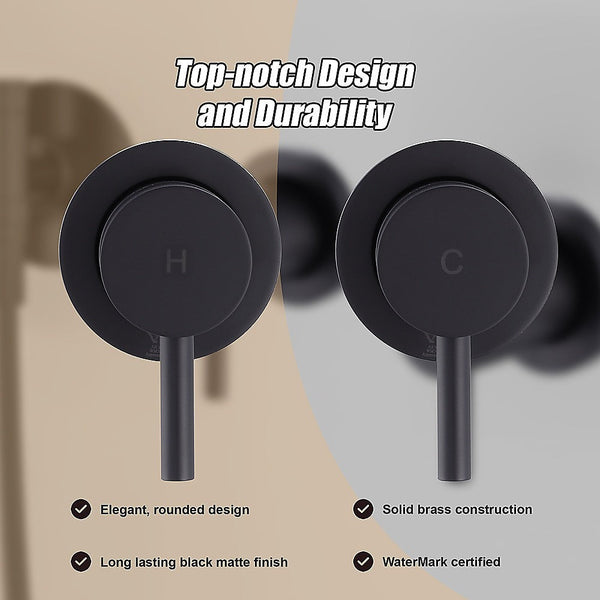 Della Francesca Bathroom Shower Hot And Cold Mixer In Black Shower Taps & Thermostats