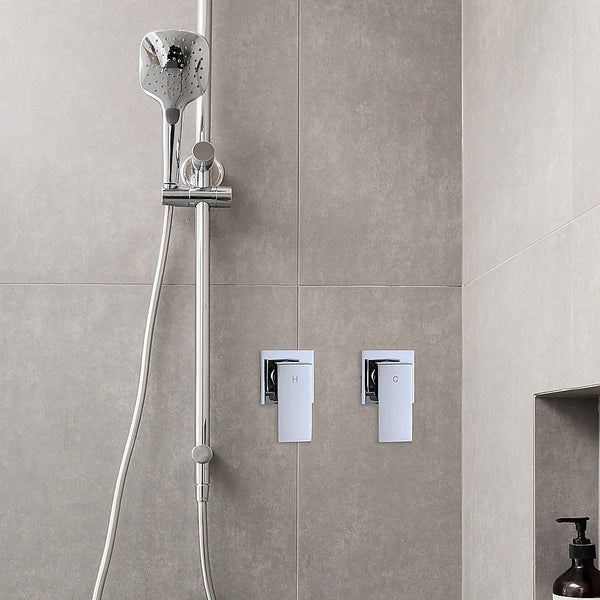 Della Francesca Bathroom Shower Hot And Cold Square Mixer In Chrome Shower Taps & Thermostats
