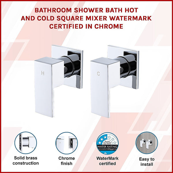 Della Francesca Bathroom Shower Hot And Cold Square Mixer In Chrome Shower Taps & Thermostats