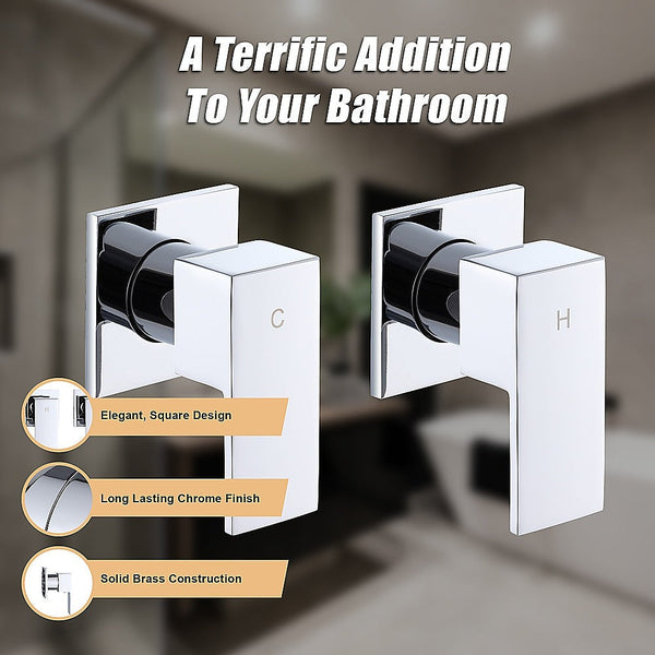 Della Francesca Bathroom Shower Hot And Cold Square Mixer In Chrome Shower Taps & Thermostats