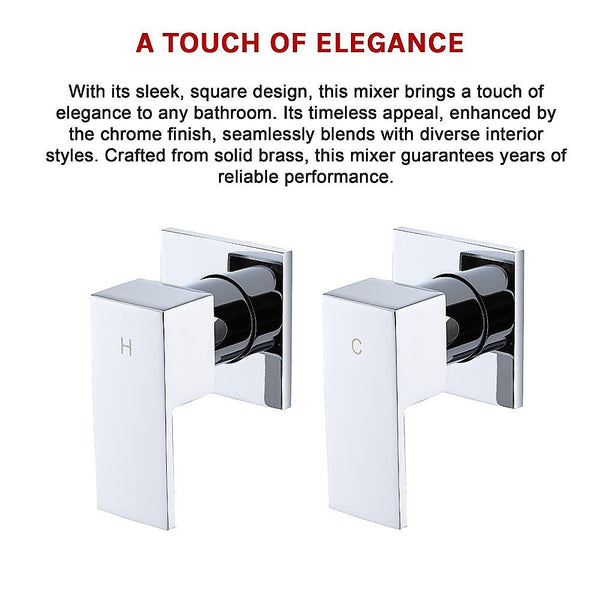 Della Francesca Bathroom Shower Hot And Cold Square Mixer In Chrome Shower Taps & Thermostats