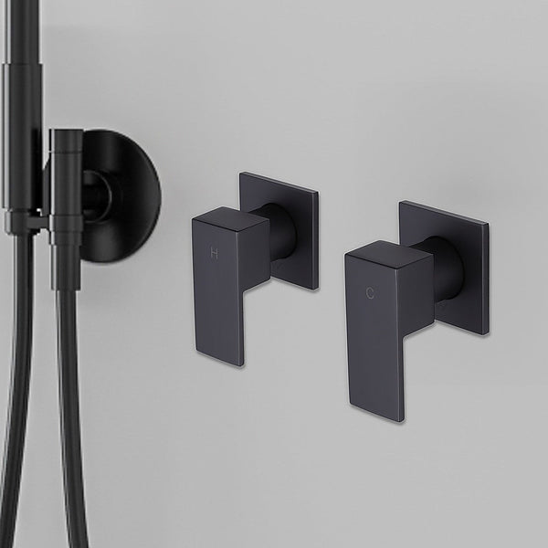 Della Francesca Bathroom Shower Hot And Cold Square Mixer In Black Shower Taps & Thermostats