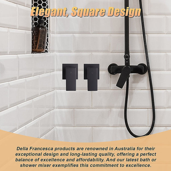 Della Francesca Bathroom Shower Hot And Cold Square Mixer In Black Shower Taps & Thermostats
