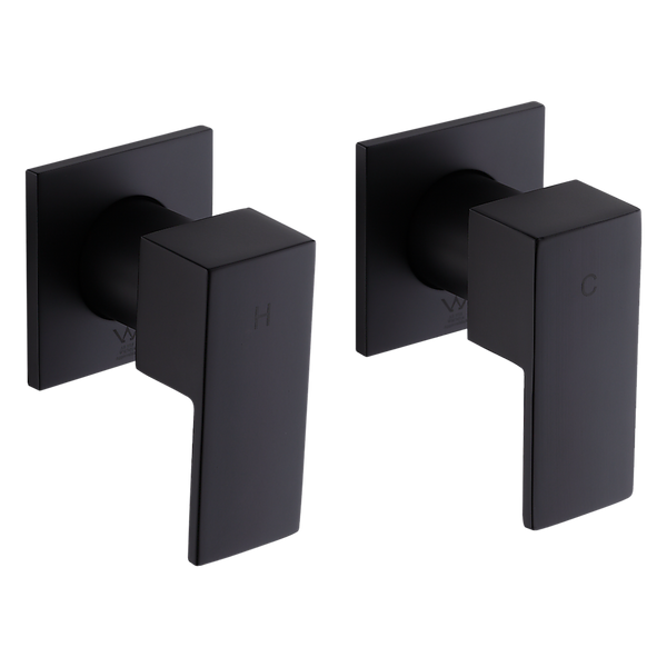 Della Francesca Bathroom Shower Hot And Cold Square Mixer In Black Shower Taps & Thermostats