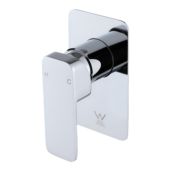 Della Francesca Single Square Shower Bath Mixer Tap Bathroom In Chrome Bath Taps