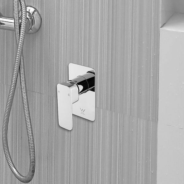 Della Francesca Single Square Shower Bath Mixer Tap Bathroom In Chrome Bath Taps