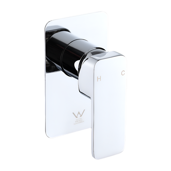 Della Francesca Single Square Shower Bath Mixer Tap Bathroom In Chrome Bath Taps