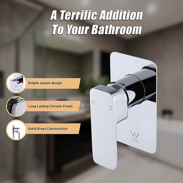 Della Francesca Single Square Shower Bath Mixer Tap Bathroom In Chrome Bath Taps