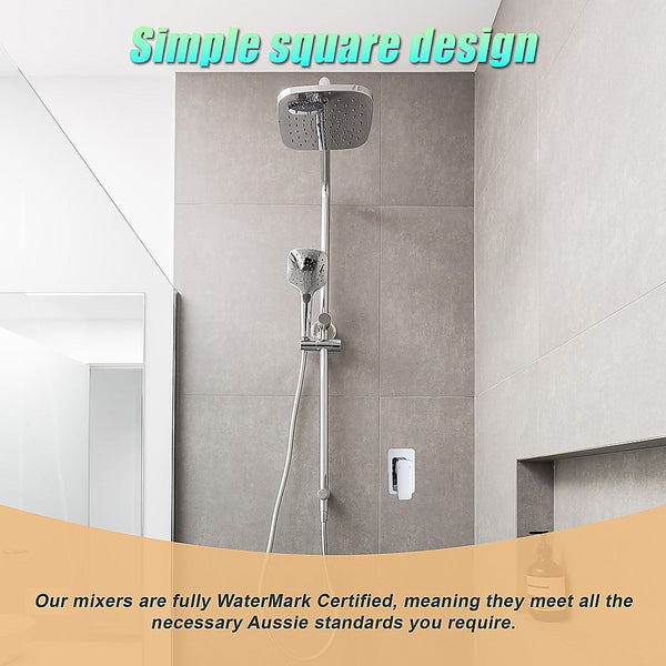 Della Francesca Single Square Shower Bath Mixer Tap Bathroom In Chrome Bath Taps