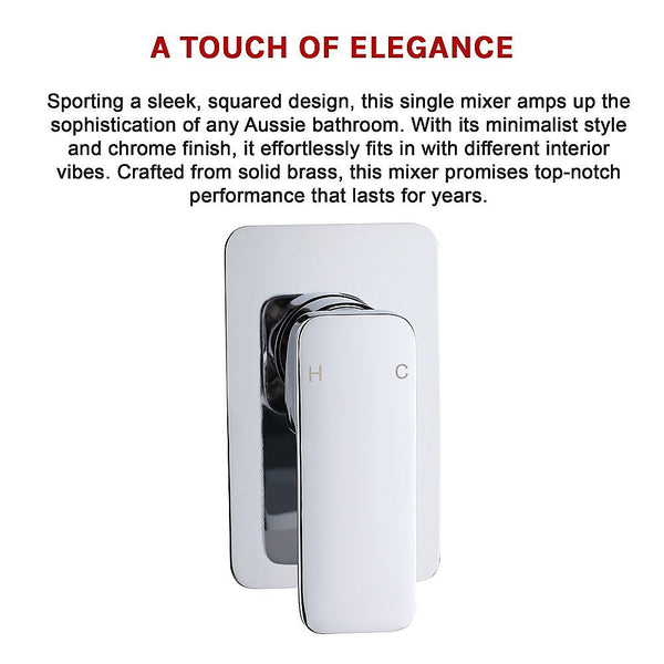 Della Francesca Single Square Shower Bath Mixer Tap Bathroom In Chrome Bath Taps