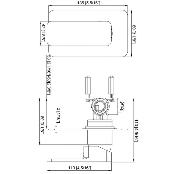 Della Francesca Single Square Shower Bath Mixer Tap Bathroom In Chrome Bath Taps