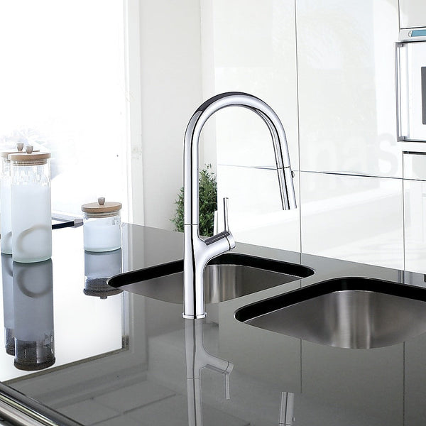 Della Francesca Kitchen Laundry Bathroom Basin Sink Pull Out Mixer Tap Faucet In Chrome Kitchen Taps