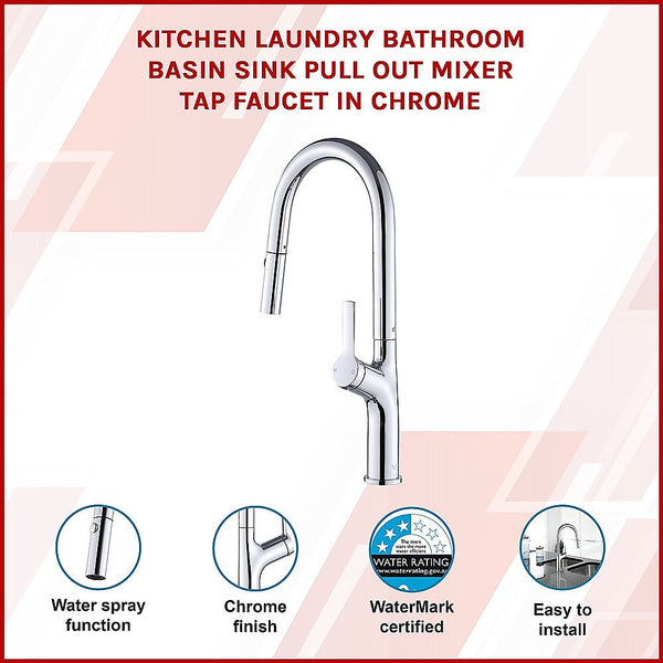Della Francesca Kitchen Laundry Bathroom Basin Sink Pull Out Mixer Tap Faucet In Chrome Kitchen Taps