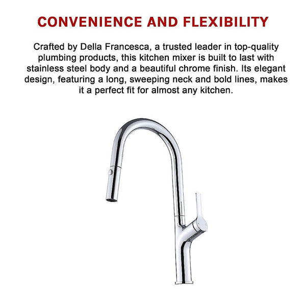 Della Francesca Kitchen Laundry Bathroom Basin Sink Pull Out Mixer Tap Faucet In Chrome Kitchen Taps
