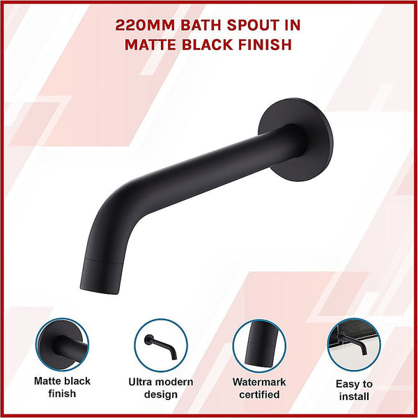Della Francesca 220Mm Bath Spout In Matte Black Finish Bath Taps