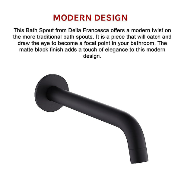 Della Francesca 220Mm Bath Spout In Matte Black Finish Bath Taps