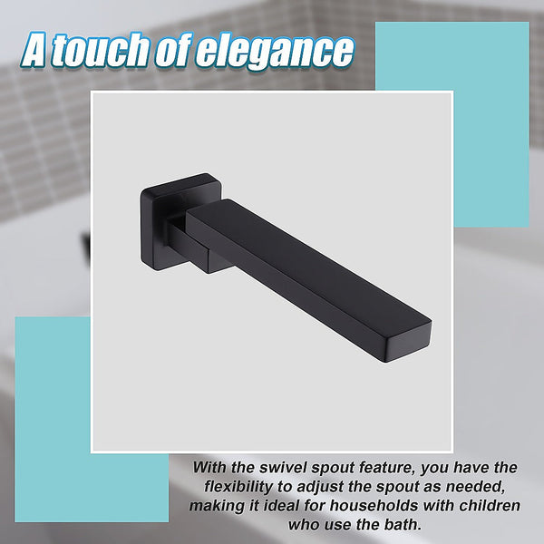 Della Francesca Bath In Wall Swivel Spout Matte Black Shower Taps & Thermostats