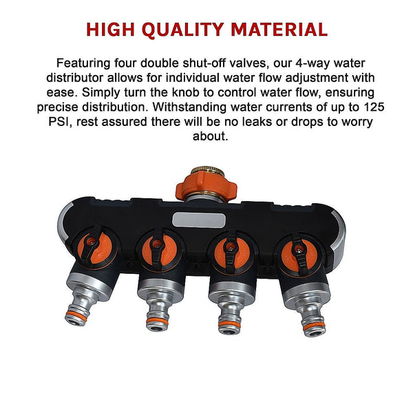 Randy & Travis Machinery 4 Way Water Distributor Garden Irrigation Connectors Valves & Accessories