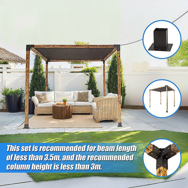 Randy & Travis Machinery Roof Pergola Gazebo Shed Matte Black Steel Brackets And Screen Diy Kits Gazebos & Pergolas