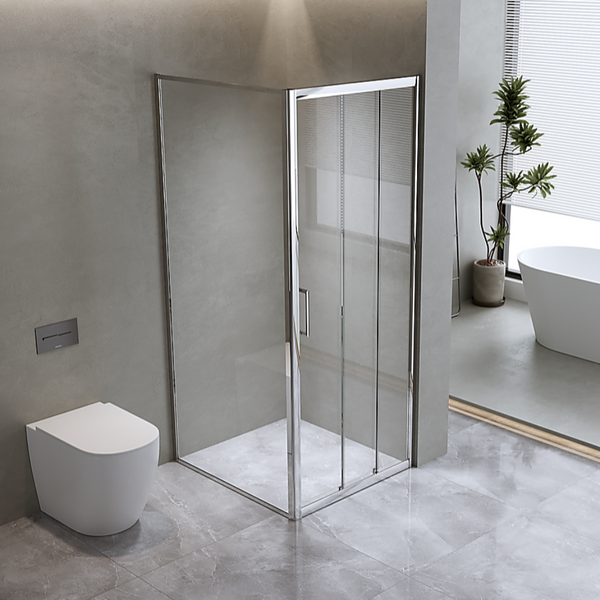 Della Francesca 40Mm Contemporary Corner Sliding Chrome Shower Screen 120X80cm Shower Doors