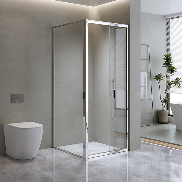 Della Francesca 40Mm Contemporary Corner Sliding Chrome Shower Screen 120X80cm Shower Doors