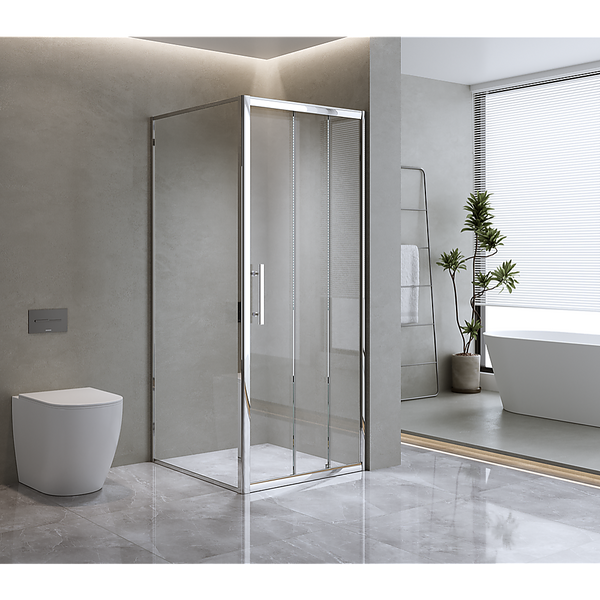 Della Francesca 40Mm Contemporary Corner Sliding Chrome Shower Screen 86X101cm Shower Doors