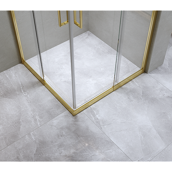 Della Francesca 1100X1200mm Double Sliding Door Glass Shower Screen In Gold Shower Doors