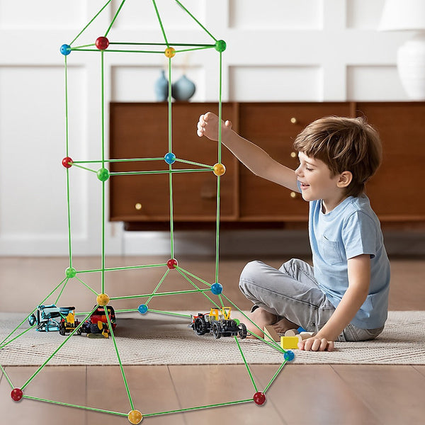 Randy & Travis Machinery 217Pcs Kids Construction Fort Building Kit Castles 3D Play House Tent Toys Play Tents