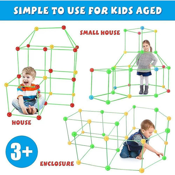 Randy & Travis Machinery 217Pcs Kids Construction Fort Building Kit Castles 3D Play House Tent Toys Play Tents
