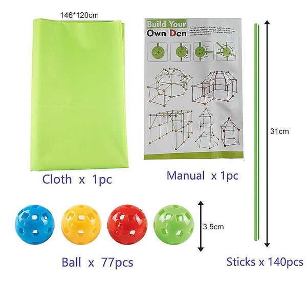 Randy & Travis Machinery 217Pcs Kids Construction Fort Building Kit Castles 3D Play House Tent Toys Play Tents