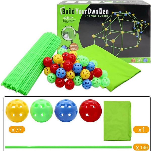 Randy & Travis Machinery 217Pcs Kids Construction Fort Building Kit Castles 3D Play House Tent Toys Play Tents