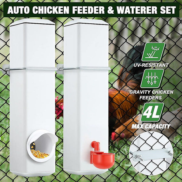 Randy & Travis Machinery Chicken Bird Feeder Water Dispenser Automatic Waterer Poultry Food Drinker 4L Feeders