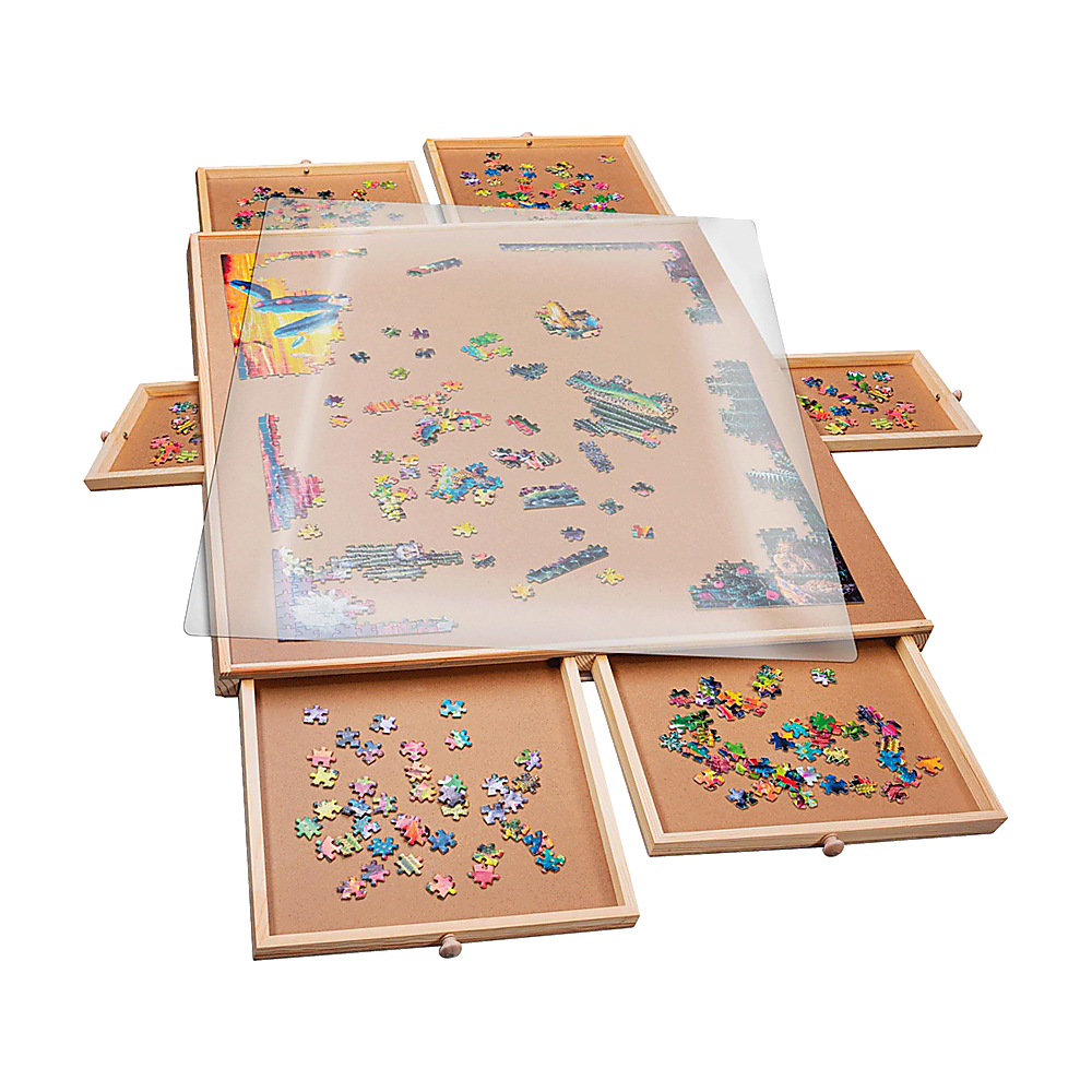 1500 Piece Rotating Wooden Jigsaw Puzzle Table 6 Drawers Board Puzzles