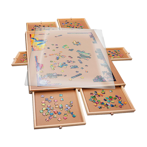 1500 Piece Rotating Wooden Jigsaw Puzzle Table 6 Drawers Board Puzzles