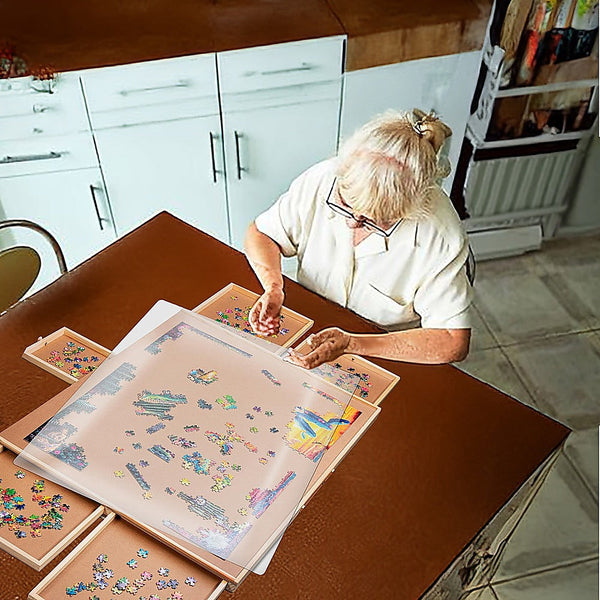 1500 Piece Rotating Wooden Jigsaw Puzzle Table 6 Drawers Board Puzzles