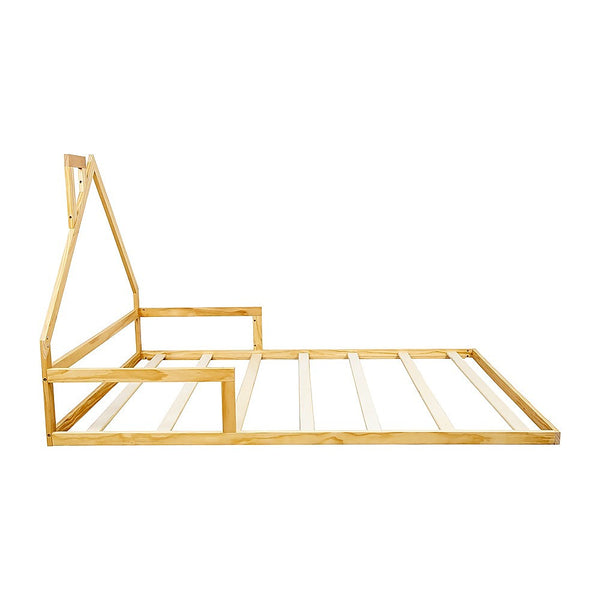 Pine Wood Floor Bed House Frame For Kids And Toddlers Single Bed Frames
