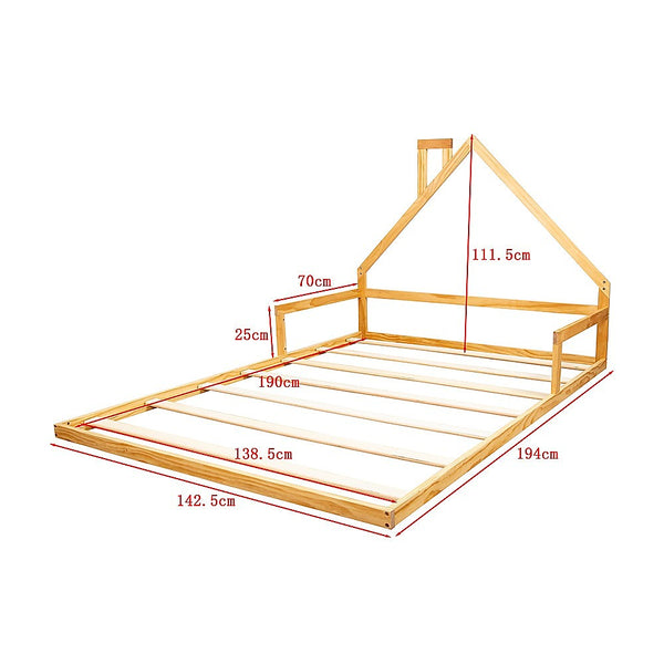 Pine Wood Floor Bed House Frame For Kids And Toddlers Single Bed Frames
