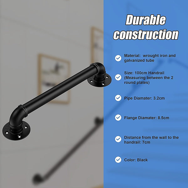 Randy & Travis Machinery 1M Handrail Stair Rail Grab Balustrade Staircase Banister + Installation Kit Staircase Kits