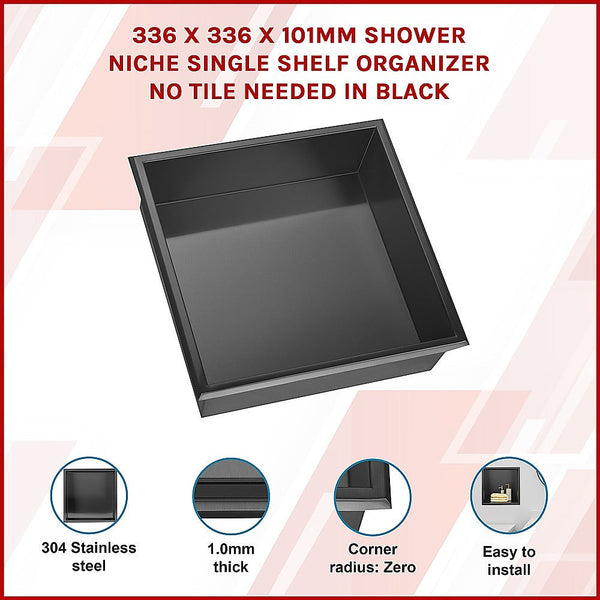 336 X 101Mm Shower Niche Single Shelf Organizer No Tile Needed In Black Shower Shelves & Organisers