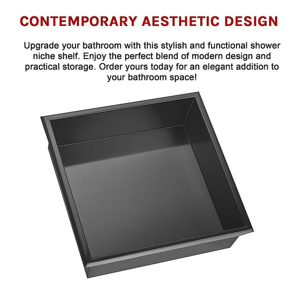 336 X 101Mm Shower Niche Single Shelf Organizer No Tile Needed In Black Shower Shelves & Organisers
