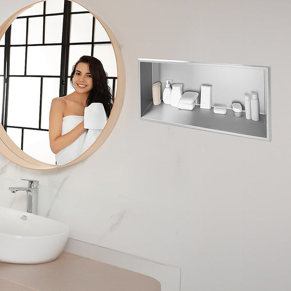 641 X 336 101Mm Shower Niche Single Shelf Organiser No Tile Needed In Stainless Steel Shower Shelves & Organisers