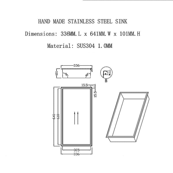 641 X 336 101Mm Shower Niche Single Shelf Organiser No Tile Needed In Stainless Steel Shower Shelves & Organisers