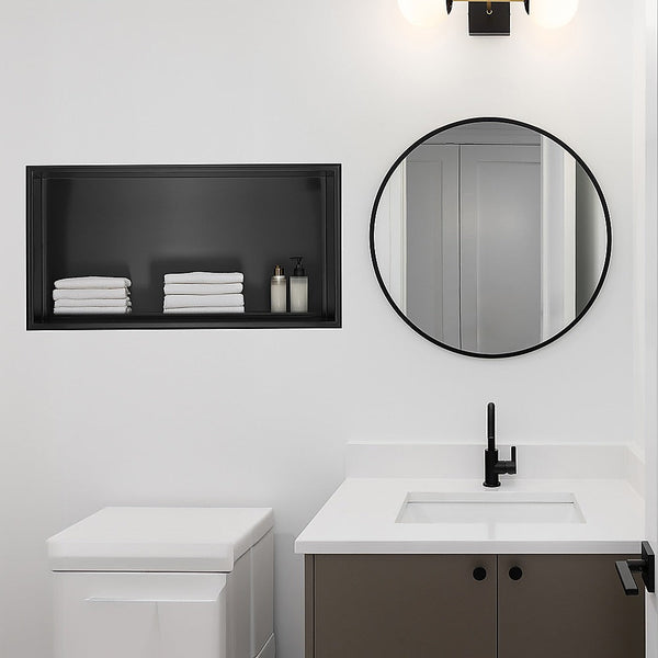 641 X 336 101Mm Shower Niche Single Shelf Organiser No Tile Needed In Black Shower Shelves & Organisers